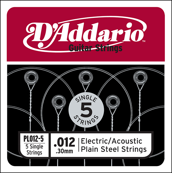 D'Addario PL012-5 Plain Steel Отдельная стальная струна без обмотки 012