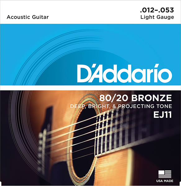 D'Addario EJ11 BRONZE 80/20 Струны для акустической гитары бронза Light 12-53 D`Addario