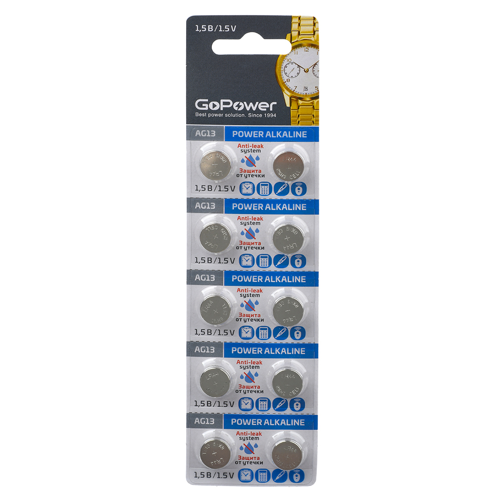 GoPower 00-00017858 Power Alkaline Элемент питания G13/LR1154/LR44/357A/A76
