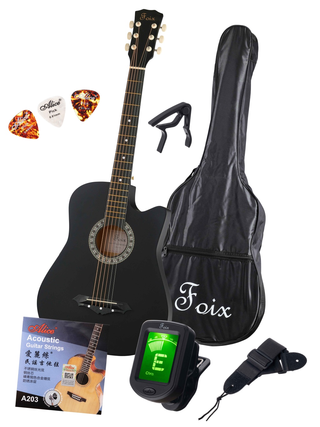 Foix FFG-2038CAP-BK-MAT Акустическая гитара+Аксессуары