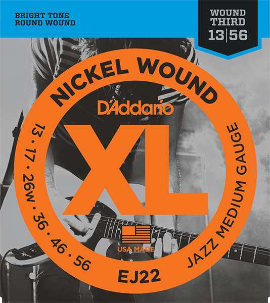 D'Addario EJ22 XL NICKEL WOUND Струны для электрогитары Jazz Medium 13-56 D`Addario