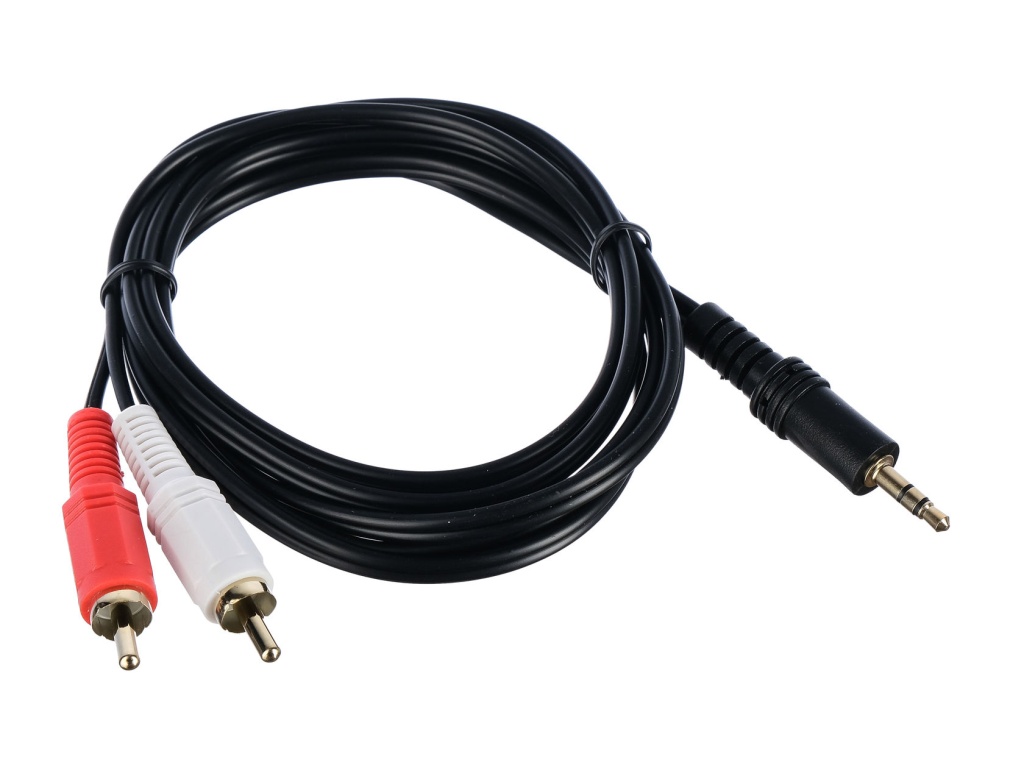 GoPower 00-00027488 Кабель AUX 3.5мм-2xRCA 1.5м ПВХ черный в пакете