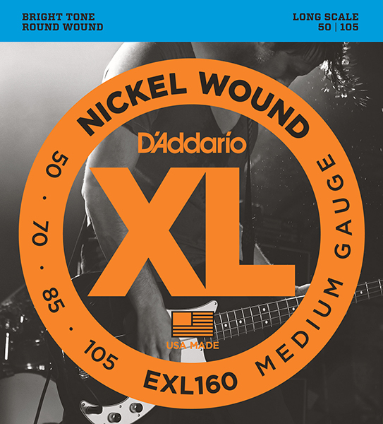 D'Addario EXL160 XL NICKEL WOUND Струны для бас-гитары Long Medium 50-105 D`Addario