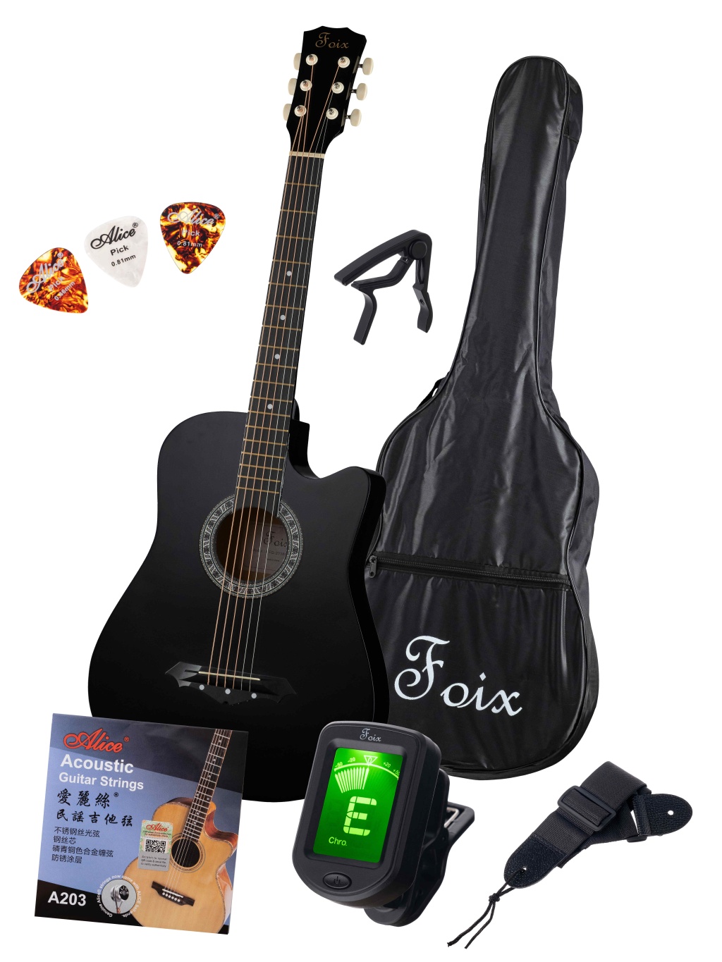 Foix FFG-2038CAP-BK Акустическая гитара+Аксессуары