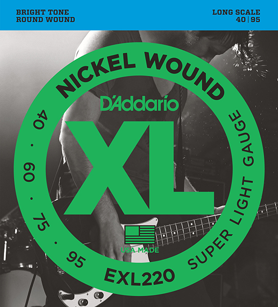 D'Addario EXL220 XL NICKEL WOUND Струны для бас-гитары Long Super Light 40-95 D`Addario