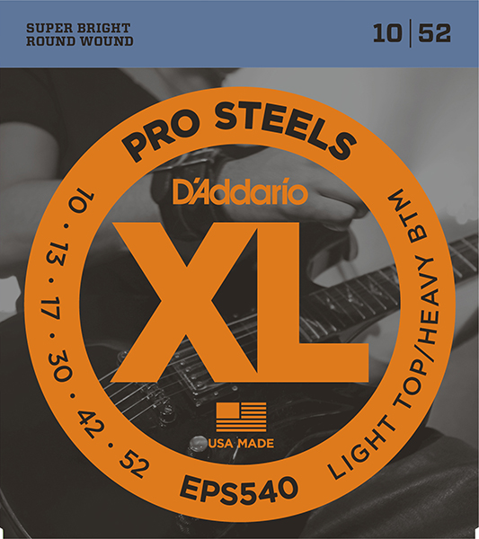 D'Addario EPS540 XL PRO STEEL Струны для электрогитары Light Top/Heavy Bottom 10-52 D`Addario