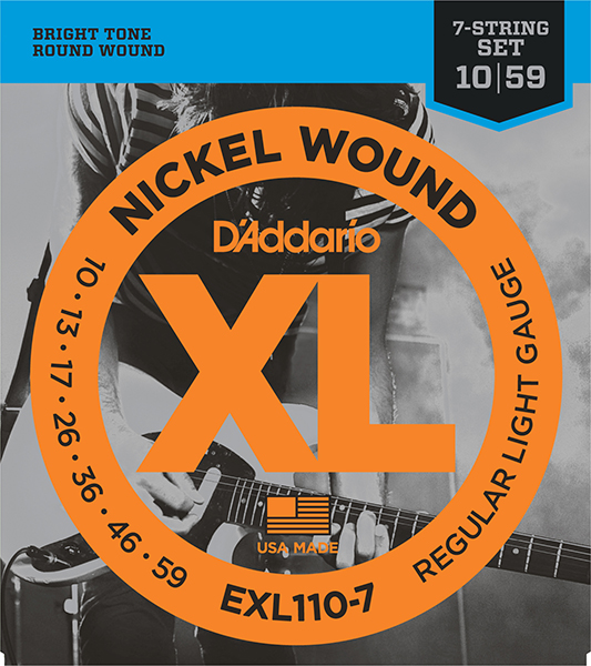 D'Addario EXL110-7 XL NICKEL WOUND Струны для 7-струнной электрогитары Regular Light 7-string 10-59 D`Addario