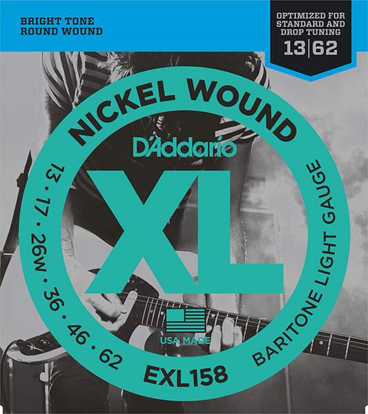 D'Addario EXL158 XL NICKEL WOUND Струны для электрогитары Baritone-Light 13-62 D`Addario