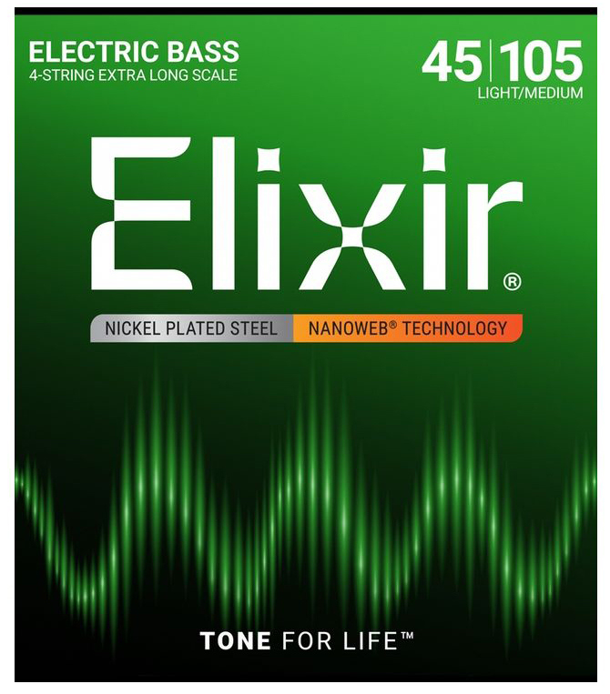 Elixir 14087 NANOWEB Комплект струн для бас-гитары с мензурой более 34”