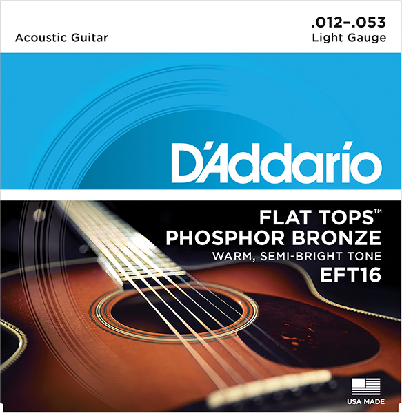D'Addario EFT16 FLAT TOPS Струны для акустической гитары фосфорная бронза 12-53 D`Addario