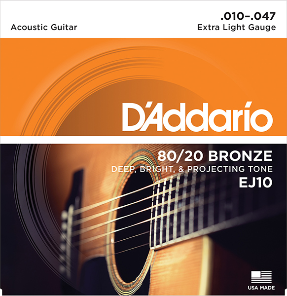 D'Addario EJ10 BRONZE 80/20 Струны для акустической гитары бронза Extra Light 10-47 D`Addario