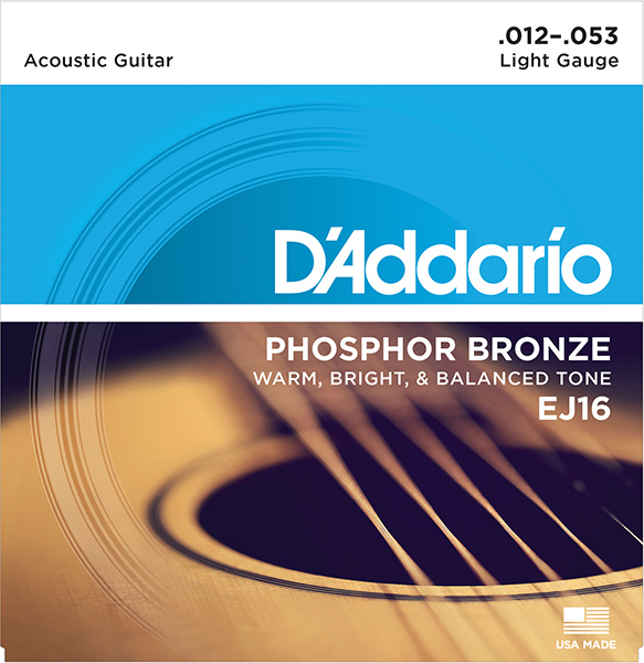 D'Addario EJ16 PHOSPHOR BRONZE Струны для акустической гитары фосфорная бронза Light 12-53 D`Addario