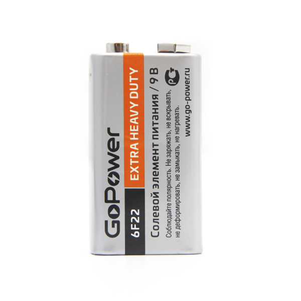 GoPower 00-00015598 Carbon Zinc PRO Элемент питания Крона 6F22 9В