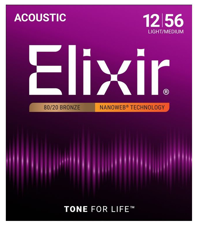 Elixir 11077 NANOWEB Комплект струн для акустической гитары
