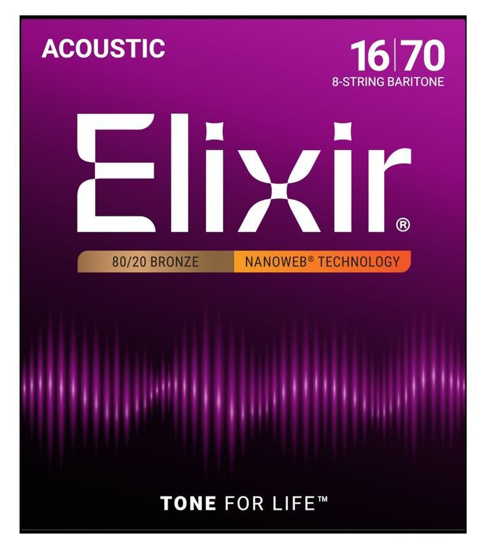 Elixir 11308 NANOWEB Комплект струн для акустической 8-струнной баритон гитары