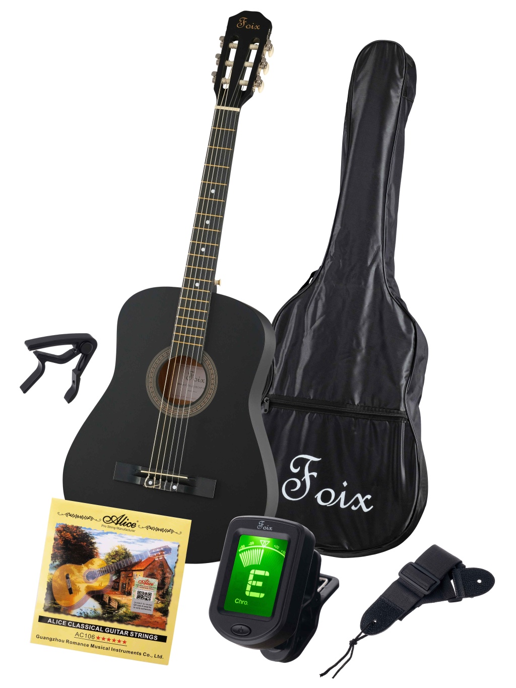 Foix FCG-2038CAP-BK-MAT Классическая гитара с чехлом