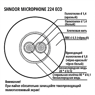 SHNOOR 224BLK-ECO-100m Кабель микрофонный симметричный