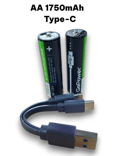 GoPower 00-00031404 Аккумулятор бытовой AA Li-ion 1.5V 2650mWh Type-C