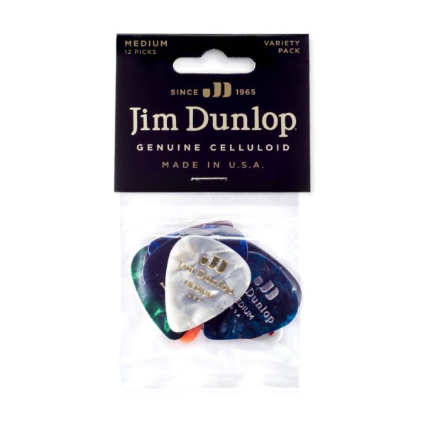 Dunlop PVP106 Celluloid Набор медиаторов CELLULOID PICK MEDIUM VARIETY PACK 12шт