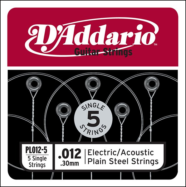D'Addario PL012-5 Plain Steel Отдельная стальная струна без обмотки 012