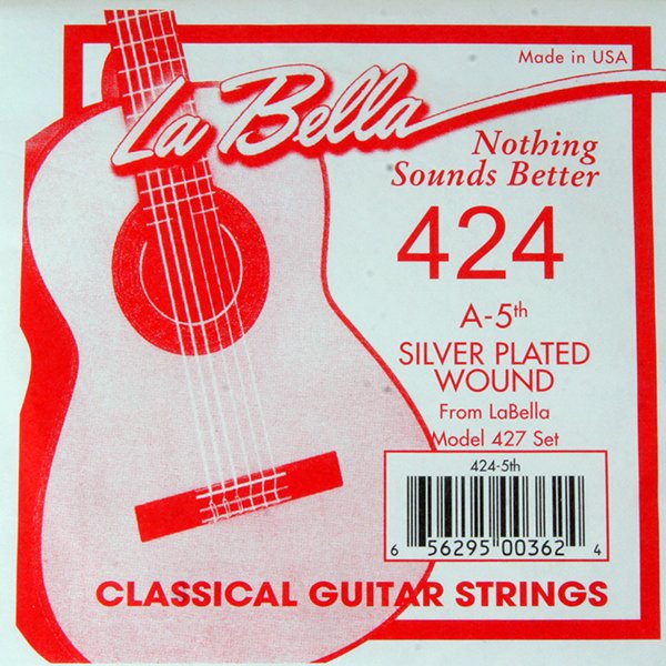 La Bella 424 Отдельная струна №5 из нейлоновой нити в посеребренной оплетке