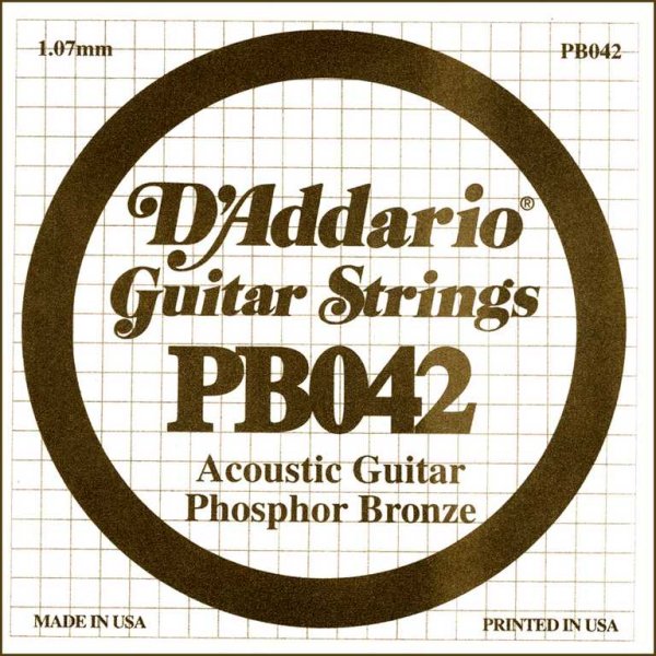 D'Addario PB042 Phosphor Bronze Отдельная струна для акустической гитары