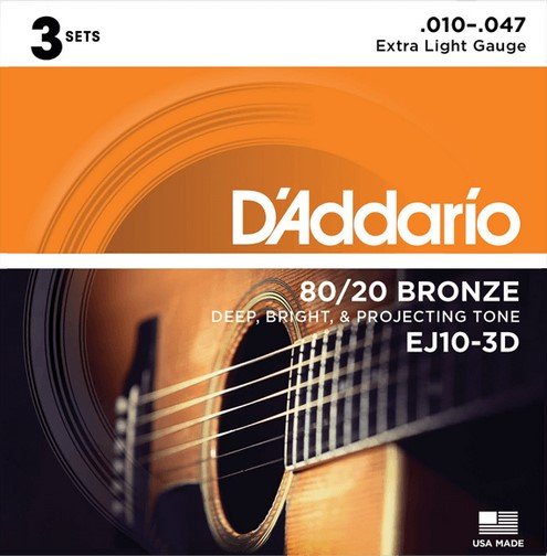 D'Addario EJ10-3D Bronze 80/20 Струны для акустической гитары