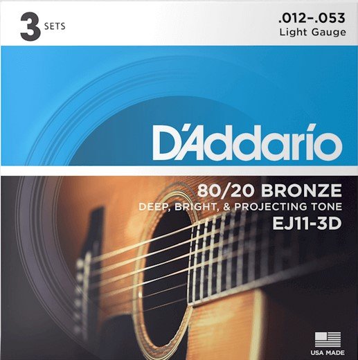 D'Addario EJ11-3D Bronze 80/20 Струны для акустической гитары