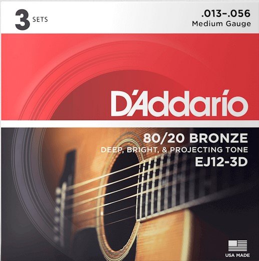 D'Addario EJ12-3D Bronze 80/20 Струны для акустической гитары
