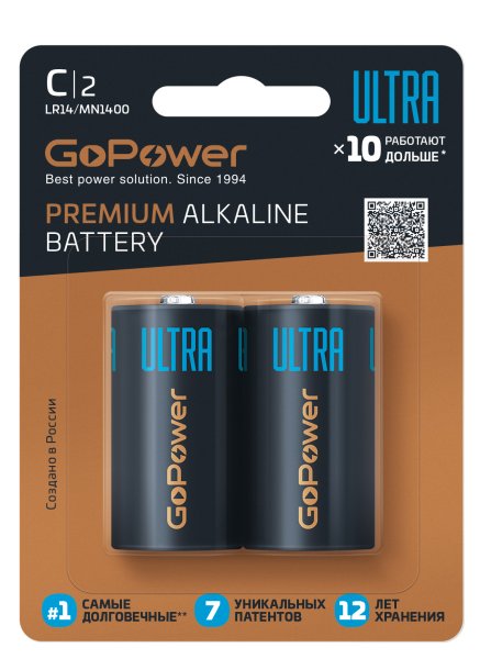 GoPower 00-00026398 Ultra Элемент питания LR14 C Alkaline 1.5В