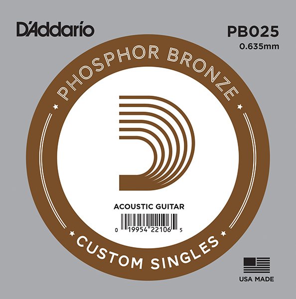 D'Addario PB025 Phosphor Bronze Отдельная струна для акустической гитары D'Addario PB025 Phosphor Bronze Отдельная струна для акустической гитары