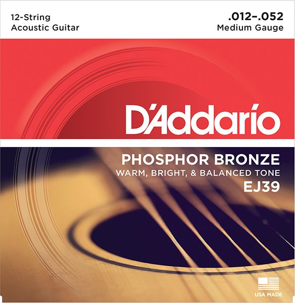 D'Addario EJ39 Phosphor Bronze Комплект струн для акустической 12-струнной гитары
