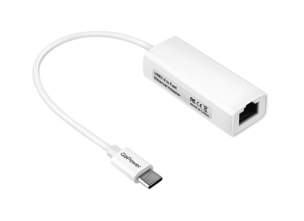 GoPower 00-00029633 Адаптер Type-C (m)-RJ-45 (f) 100 мб/с белый
