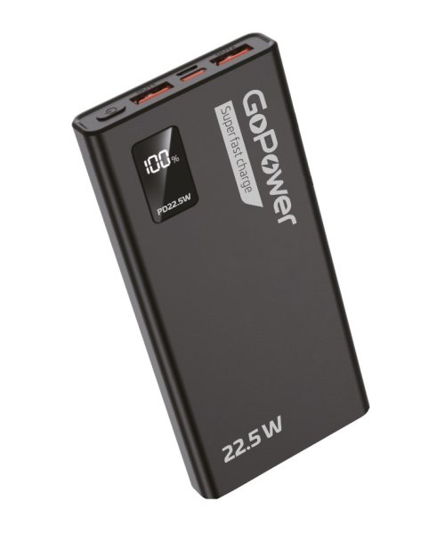 GoPower 00-00029660 Внешний аккумулятор PB03-20 20000mAh 3.0A 22.5W 2USB/Type-C черный