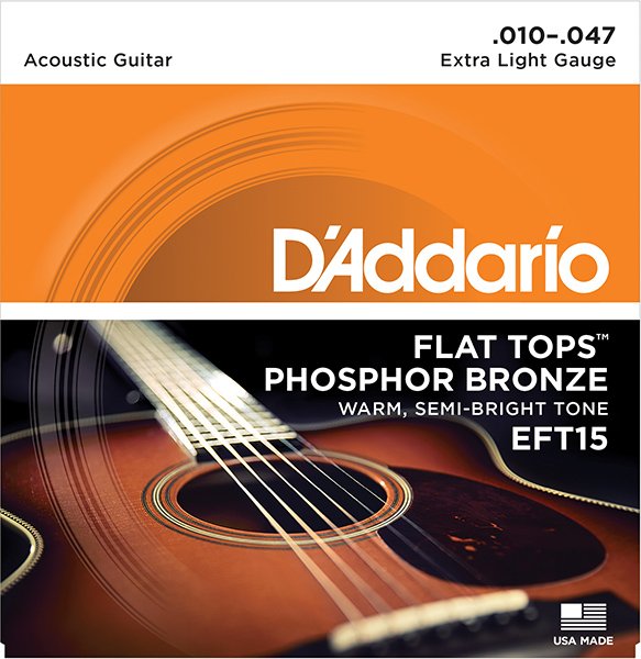 D'Addario EFT15 FLAT TOPS Струны для акустической гитары фосфорная бронза 10-47 D`Addario